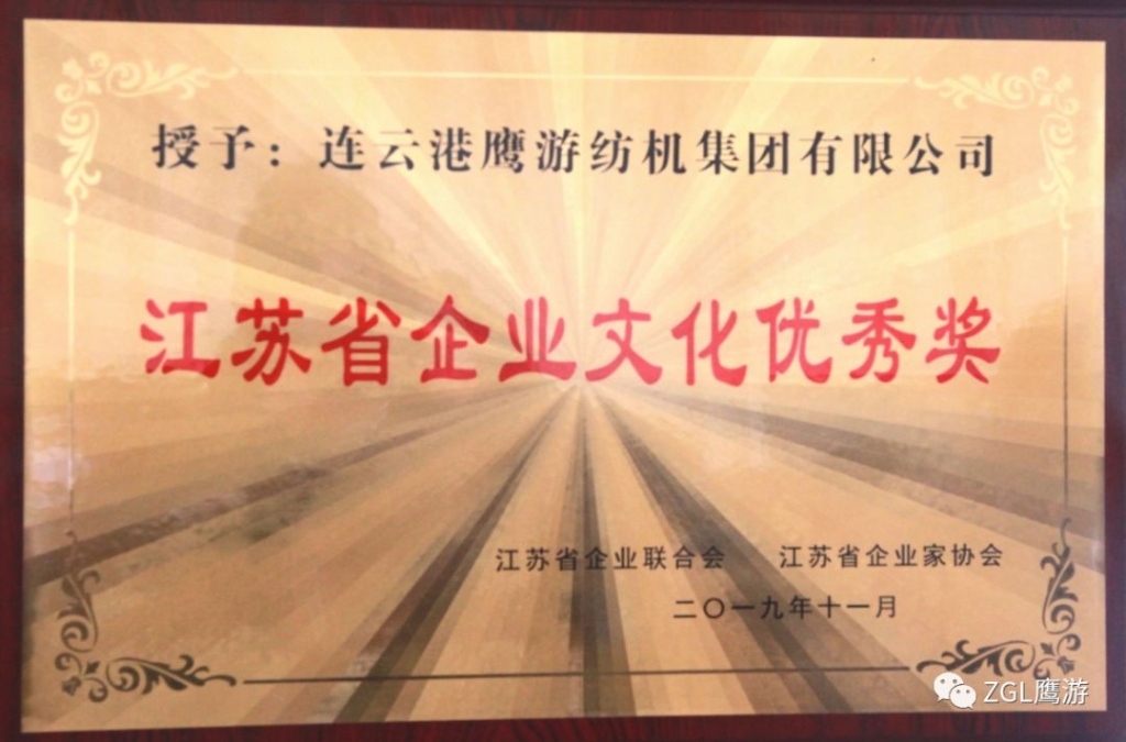 2019年江蘇省企業(yè)聯(lián)合會授予“江蘇省企業(yè)文化優(yōu)秀獎(jiǎng)”